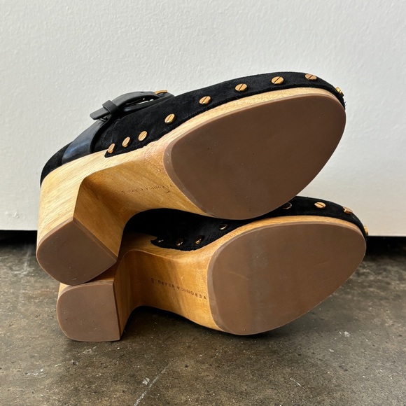 NWOB Veronica Beard Dacey Buckle Genuine Suede Slip On Clogs - Picture 5 of 10